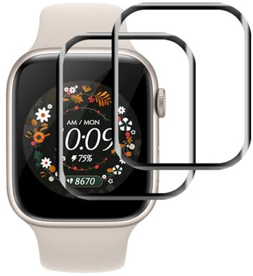 REROXE 2 Stück Schutzfolie für Panzerglas für Apple Watch Series 7/8/9 45mm, 0 Staub & Blasen Hohe Klarheit Apple Watch 45mm Folie, Stoßfänger Dauerhaft Displayschutz für Apple Watch 9 45mm