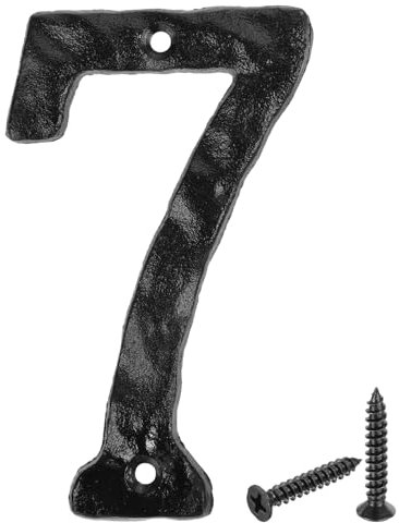 sourcing map House Address Number, 5.5 Inch Cast Iron Vintage Wall Number 7 Outside Numbers for Home Street Office Mailbox Sign, Black