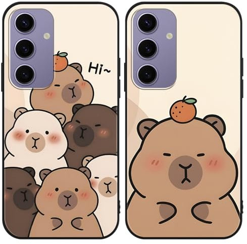 Yimctoie [2 Stück Anime Handyhülle für Samsung Galaxy S24 5G 6.2 Hülle, Schutzhülle mit Aesthetic Capybara Muster Cover Niedlich Cartoon Weich TPU Silikon Stoßfest Kratzfest Case, Funny