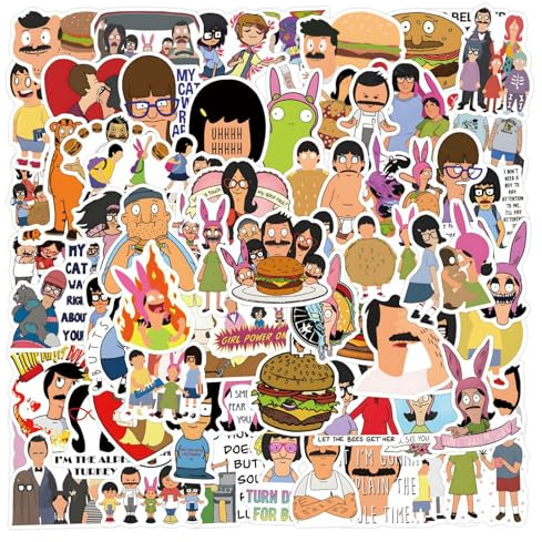 110 Stück/Lot Bobs Burgers Aufkleber, wasserdichte Vinyl-Anime-Aufkleber für Laptop, Wasserflasche, Gitarre, Reisegeschenk für Kinder, Teenager, Erwachsene, Mädchen, Jungen
