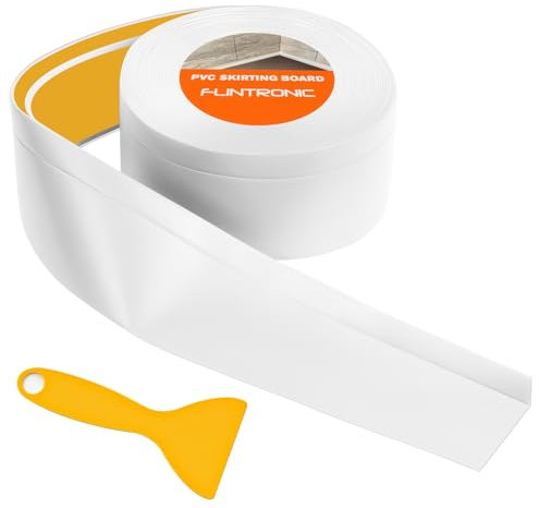 flintronic Sigillante Impermeabile, 5m*75mm Battiscopa Morbido PVC Sigillante Autoadesivo Nastro, Impermeabile, Antiolio e Antimuffa Utilizzato per Piastrelle da Cucina/Bagno, Mobili, ecc (Bianco)