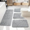 Xiaozhifu Tapis de Bain Set 4 Pièces, Mousse à MéMoire De Forme Tapis de Douche, Doux Tapis Salle De Bain Absorbant, Antidérapants tapis sortie de douche Lavable en Machine Gris tapis Set DéCoratif WC