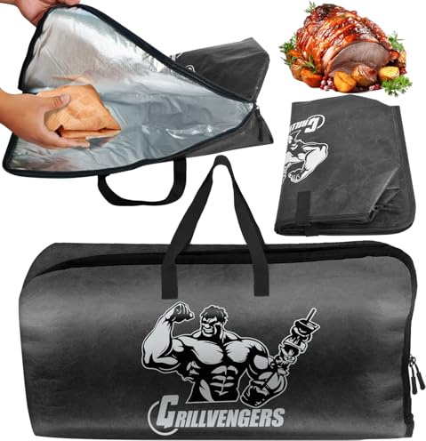 Kühltasche & Isoliertasche 2in1 Grill Zubehör, Wiederverwendbare Kühltasche Groß, Kühltasche Faltbar Geeignet für Rinderbrust Steak Schweinefleisch, Perfekte Grillgeschenke für Männer(Schwarz)