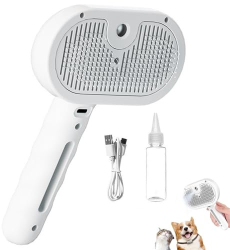Safe Puppy Brosse, 3 En 1 Brosse Safepuppy, Brosse À Vapeur - Toilettage Express Sans Douleur, Peigne Spa Pour Le Nettoyage Des Poils (Blanc)