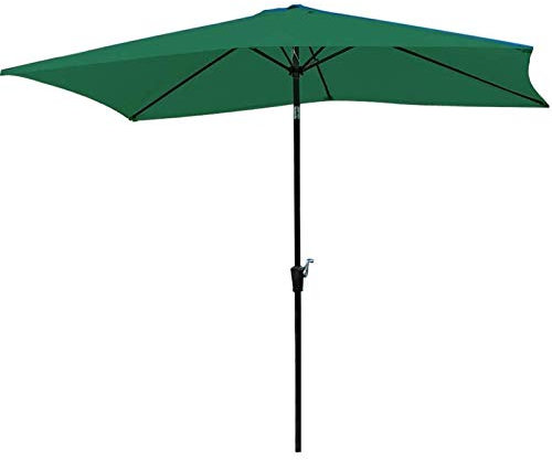 Sombrilla rectangular extragrande de 2,4 m con manivela inclinable, ideal para jardín, playa, piscina, comedor al aire libre, verde, 2 x 3 metros, protección UV y fácil instalación