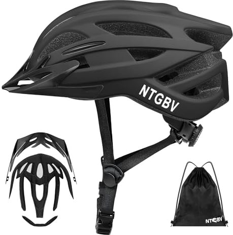 NTGBV Bike Helmet Adult Men/Women Visor CPSC/ASTM Cert Matte Black XL | Half Shell Ebike Helmet, Removable Moisture Wicking Liner, Lightweight, Shockproof, Adjustable, Small Head, Road/Commute/MTB