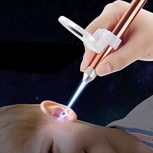 1Pc Rose Gold Ear Wax Removal Kit,Ear Cleansing Tool Set, Wax Remover with LED Lights and Magnifier, Reusable Curette Removal Set for and Adults Ears Care(No Batteries)