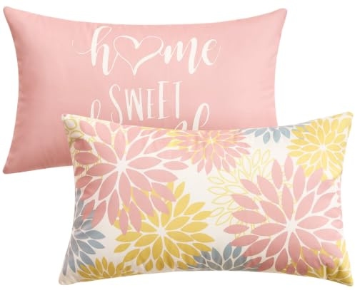 Kissenbezüge 30x50 cm Dahlien Blumen Rosa Samt Dekorative Zierkissenhüllen 2er set Doppelseitig Bedruckt Bunte Kissen Kissenhülle Sofa Terrasse Wohnzimmer Gartenkissen Stilvoll Modern Heimdekoration