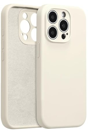 ZTOFERA Liquid Silicone Case for iPhone 14 Pro (6.1), Antique White | Anti-Scratch Soft Microfiber Lining, Fresh Solid Color, Lightweight, Full Camera Protection, Shockproof Protective Cover