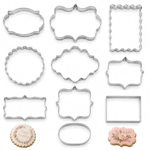 Formine per biscotti cornice, set da 10 tagliabiscotti in acciaio inox