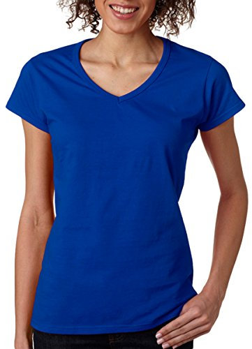 Gildan Ladies Soft Style Short Sleeve V-Neck T-Shirt (L) (Royal)