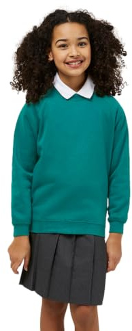 Trutex Kids Jade School Sweatshirt – Crew Neck Cotton-Rich Standard Fit School Uniform Jumper for Boys and Girls – Ages 16-17