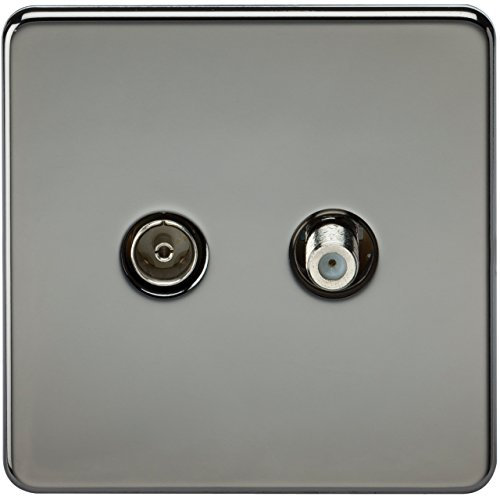 Knightsbridge SF0140BN (Isolated Screwless Tv & Sat Tv Outlet, 230 V, Black Nickel