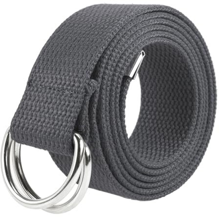 Gelante Canvas Web D-Ring-Gürtel, silberfarbene Schnalle, Militär-Stil, für Damen und Herren, 1 oder 3 Stück, Grau, S/M (30-35 Waist)