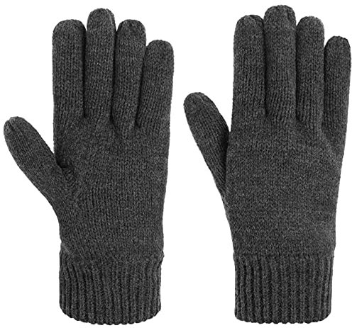 Lipodo Thinsulate 3M Strickhandschuhe Damen Herren Handschuhe mit Fleecefutter Herbst Winter Outdoor Fingerhandschuhe Elastischer Rippstrick anthrazit S