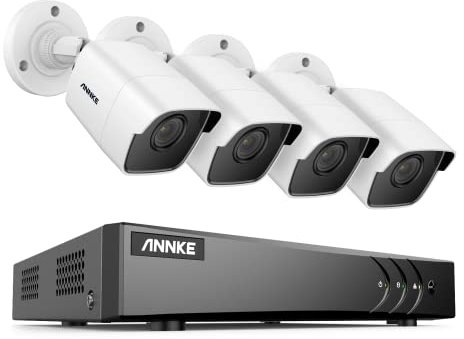 ANNKE Überwachungskamera Set mit 4 x 5MP Aussen Überwachungskameras und 8 Kanal 3K Lite DVR Recorder, Intelligente Person- und Fahrzeugerkennung, EXIR Nachtsicht,H.265+, Keine Festplatte
