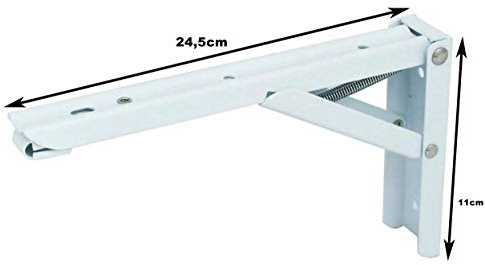 Lot de 2 charnières pliantes stables - Équerres d'étagère - En acier inoxydable - Avec une grande capacité de charge - Différentes tailles (24,5 x 11 x 1 cm, blanc)
