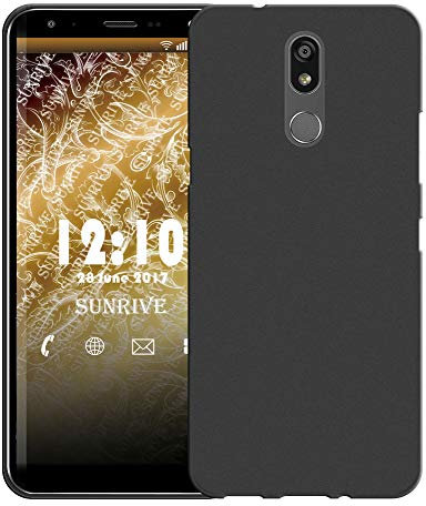 Sunrive Für LG K40 Hülle Silikon, Handyhülle matt Schutzhülle Etui 3D Case Backcover für LG K40(W1 schwarz) MEHRWEG+Gratis Universal Eingabestift