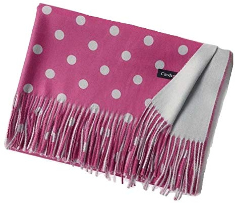 Brillabenny Sciarpa Donna Invernale in Lana e Cashmere, Versatile Come Scialle, Stola e Pashmina Donna (FUCSIA GRIGIO POIS)
