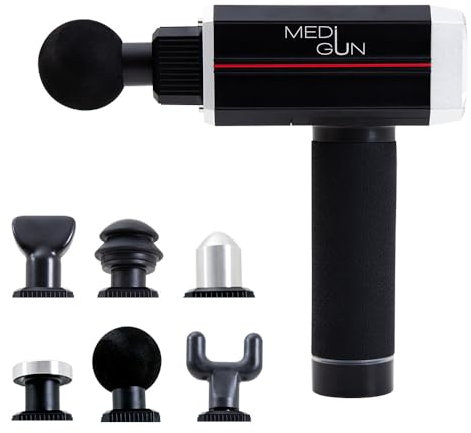 Massagepistole Casada MediGun Pro Handmassagegerät – leises Profi-Massagegerät in schwarz mit 6 verschiedenen Aufsätzen und 5 Intensitäten der Vibration zur Lockerung der Muskeln am ganzen Körper