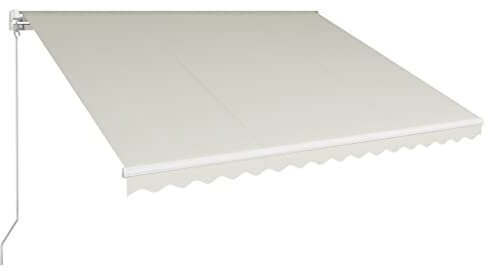 vidaXL Tenda da Sole Retrattile Manuale per Finestra Privacy Schermo Parasole a Scomparsa 400x300 cm in Tessuto PU Crema Telaio in Alluminio