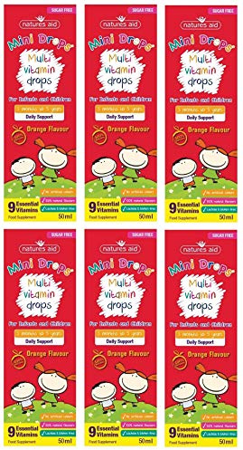 Natures Aid Multi-Vitamin and Mineral Drops, 50 ml, Pack of 6 | Daily Multivitamin, For Infants and Children, Liquid, Sugar Free