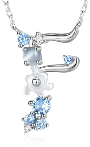 VIKI LYNN Damen Initiale Halskette Buchstabe A-Z Alphabet Anhänger Schmuck 925 Sterling Silber und Zirkonia Anfangsbuchstaben Personalisierte Geschenke für Mädchen Frauen