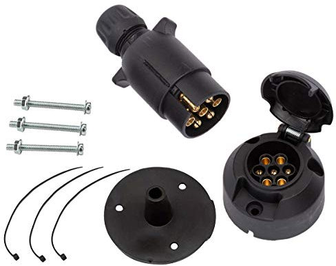 ETUKER Anhänger Stecker 7 Polig & Anhänger Steckdose 7 Polig, Wasserdicht Anhänger Stecker Steckdose 7-Polig 12V Anschluss, Für Anhänger/LKW/RV/Cars/Boot/Anhänger Zubehör (Schraubenende)