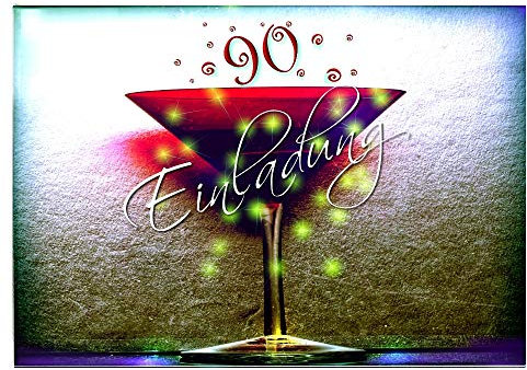 DigitalOase 2 Einladungskarten 90. Geburtstag MIT INNENTEXT Geburtstagskarten 2 Klappkarten 2 Kuverts Format DIN A6#KELCHR
