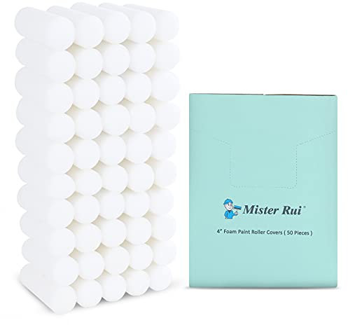 Mister Rui - Schaumstoff-Farbroller, 50 Stück, 10,2 cm Farbroller, kleiner Farbroller, hochdichte Schaumstoffrollen zum Malen, professionellen Einsatz und Heimwerker. Heimwerker