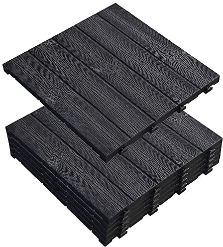 Pack de 6 baldosas plásticas para suelo exterior de 39x39x2,5 cm. Superficie total 0,9m². Colección Easy - Gris