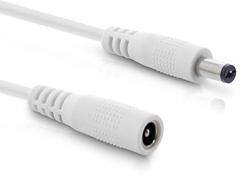 InLine - DC Verlängerungskabel, Universal Netzteil Verlängerungskabel für LED Streifen, Überwachungskameras, Drucker, Router, Switches uvm., DC Stecker/Buchse 5,5 x 2,1mm, weiß, 1m