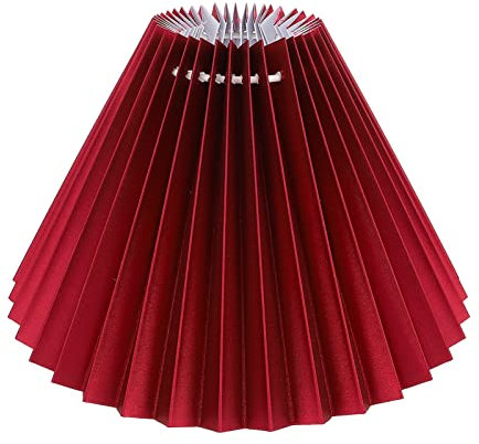 Minkissy Plissee Lampenschirm E27 Stoff DIY Falten Plissee Stoffschirm Lampenabdeckung für Tischlampe Wandlampe Stehlampe Wandleuchte Pendelleuchte Kerze Kronleuchter Deckenleuchte Rot