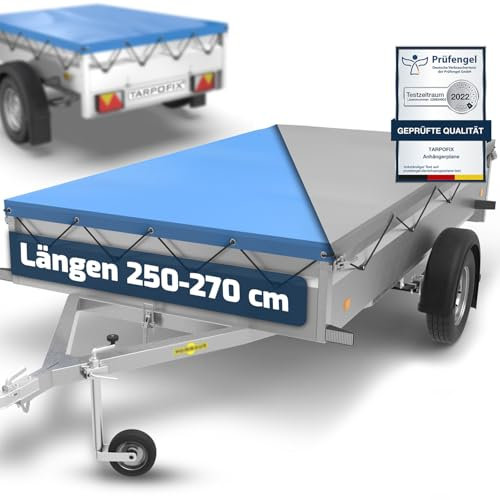 Tarpofix® Bâche Protection Plate 258 x 136 x 8 cm avec Corde de bâche - Bâche de remorque renforcée en PVC - Bache pour remorque Divers modèles de remorques de Voitures de 750kg & 1000kg