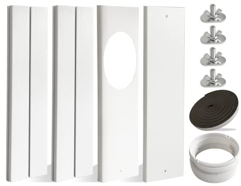 Yehchi Portable Air Conditioner Window Kit with Universal Coupler for Ducting Exhaust Hose of 5/5.9 Inches, Window Seal for AC Unit Adjustable Sliding AC Window Vent Kit