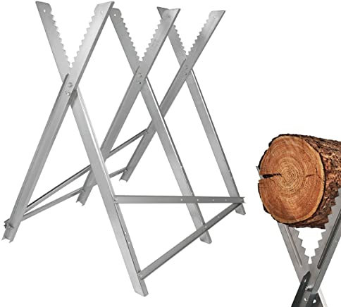 Gravidus verstellbarer Sägebock Sägehilfe aus verzinktem Stahl, belastbar bis 150 kg, sicherer Halt für Holz, zusammenklappbar, verstellbare Breite