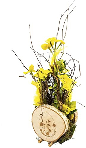 CREAFLOR HOME Ostergesteck Ei aus Birkenscheiben gelb 12x18cm H 55cm