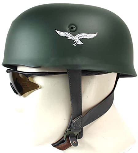 REMEK German WWII M38 Stahlhelm, WW2 Helmet Mit Lederfutter Kinnriemen Replik-Helm Fallschirmjägerhelm Allroundhelme Für Militärische Ausrüstung Aus Dem Zweiten Weltkrieg