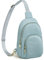 S-ZONE Kleine Umhängetasche für Damen, Leder, RFID-blockierend, Brusttasche, Crossbody-Packungen, Rucksack, blau, S, Sportlich