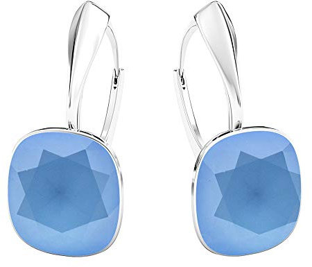 Square 12 mm Wunderbar Hängend Ohrringe 925 Silber Österreichische Zirkonia - Schmuck für Frauen und Mädchen - Hängeohrringe Ideal für Geschenke für Frauen (Summer Blue)