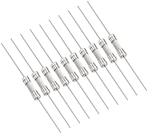 QUARKZMAN 10uds 250V T6.3A 5mm x 20mm Lento Golpe Fusible Plateado Tono | Lento-Golpe Tiempo Retardo Fusible Cerámica con Plomodo Cable, para Circuito Aparato Reparación