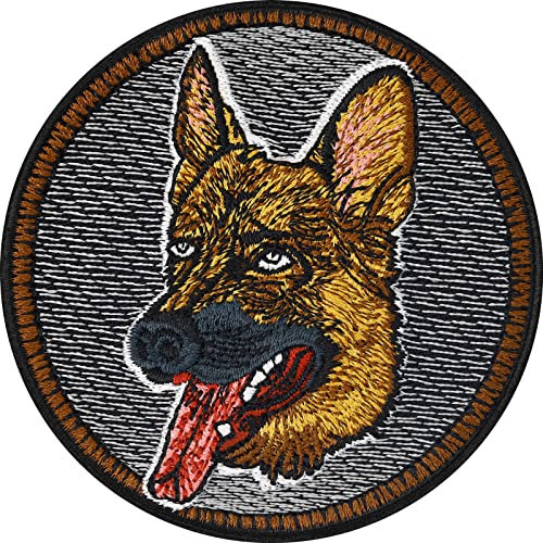 Schäferhund Aufnäher Deutscher Schäfer Hund Aufkleber Aufbügler zum annähen/aufbügeln Hunde Patch Bügelbilder Service dog Patches für Hunde Accessoire/Halsband/Leine | 75x75mm