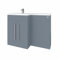 Aquariss 1100mm L Shape Left Hand Combination Vanity Unit Furniture Storage Gloss Grey Painting Sink Unit & BTW Toilet Unit - Flat Packed