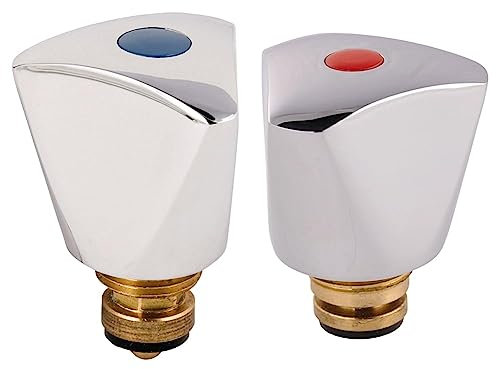 Sanitop-Wingenroth 24070 3 Armaturen-Oberteil 3/8 Zoll Dreikanthaubengriff Markierung, Blau-3/8 & 24072 7 Sanitär-Oberteil, Rot-3/8 Zoll
