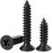 FandWay 125Pcs Self Tapping Screws Black,M4 Wood Screws Assortment,Flat Head Self Drilling Screw,Countersunk Head Sheet Metal Screw Phillips Drive for DIY WoodWork Repairs.