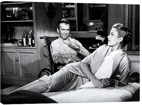 Das Fenster zum Hof Leinwandbild 90 x 70 cm Schwarz-Weiß Wandbilder Wanddeko