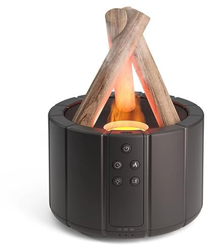 USB -Ultraschall Luftbefeuchter mit Feuerflammlampe kreatives Design des Lagerfeuerdiffusors der Aromatherapie Bonfire Oil Diffusor Fernbedienung von 280 ml (Schwarz)