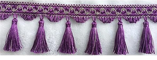 GIVBRO Fransen Quaste Trim Geflochtene hängende Kugel Quaste Trimmband für Vorhang Lampe Schatten Tisch Kissen Dekoriert 1 Meter Lila