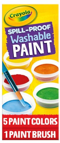 Crayola Spill Proof Paint Set (5ct), Washable Paint for Kids, Craft Supplies for Classrooms, School Supplies