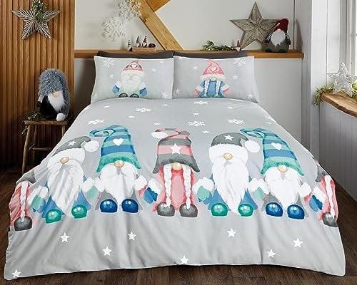 Rapport Home Gonk Family Winter Weihnachten Einzelbettwäsche-Set, Mikrofaser, wendbar